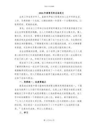 2024年销售员终总结范文