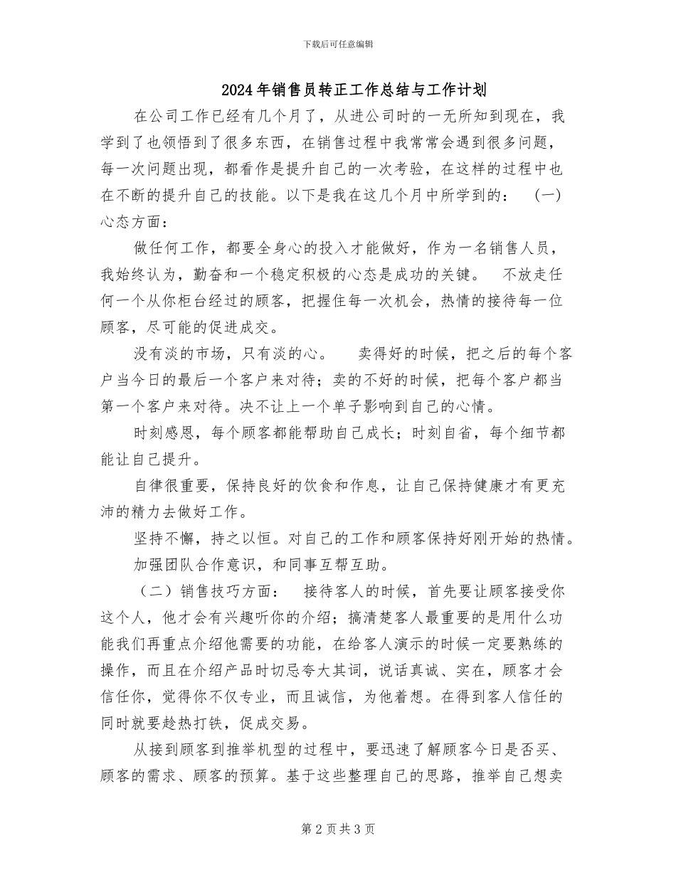 2024年销售员转正个人工作总结_第2页