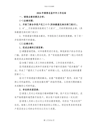 2024年销售总监半年工作总结