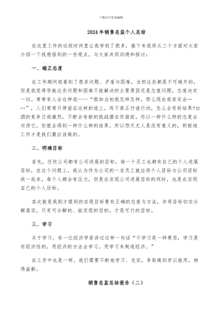 2024年销售总监个人总结