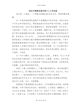 2024年销售总监年度个人工作总结
