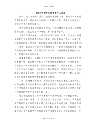 2024年销售总监年度个人总结