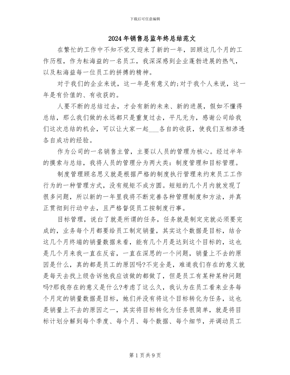 2024年销售总监年终总结范文_第1页