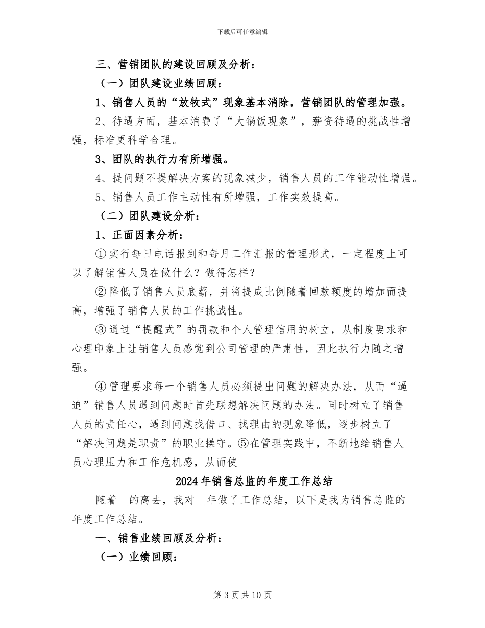 2024年销售总监的年度个人工作总结优秀_第3页