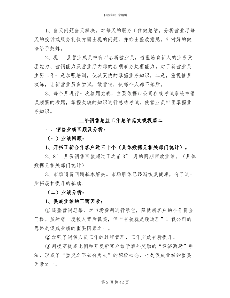 2024年销售总监工作总结范文模板_第2页