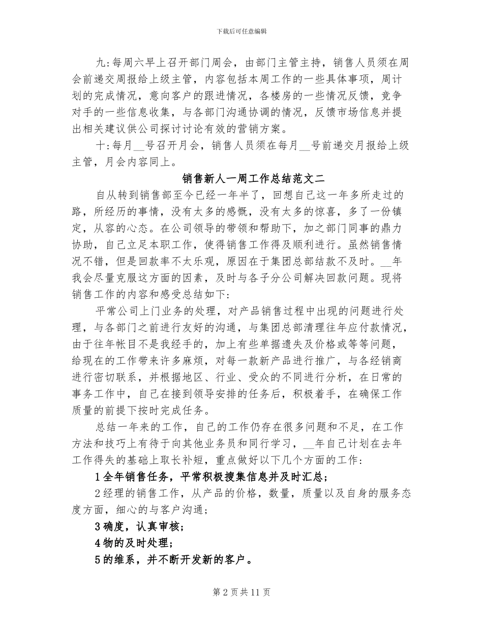 2024年销售新人一周工作总结范文_第2页