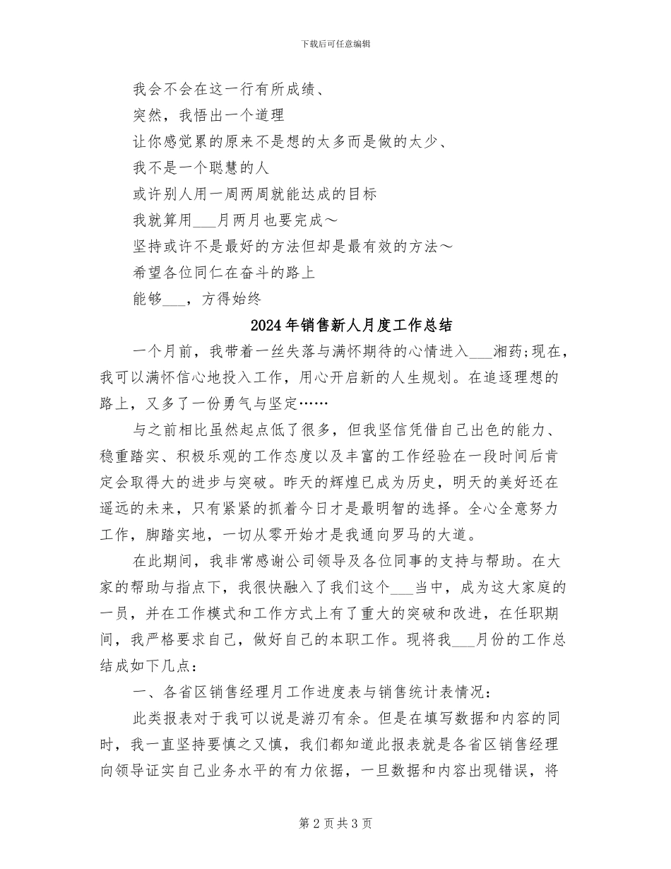 2024年销售新人月底工作总结_第2页