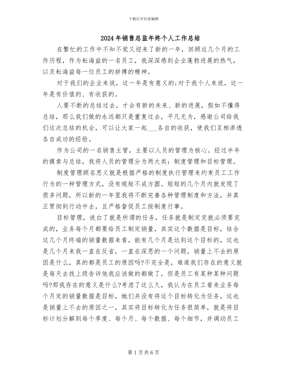 2024年销售总监年终个人工作总结_第1页