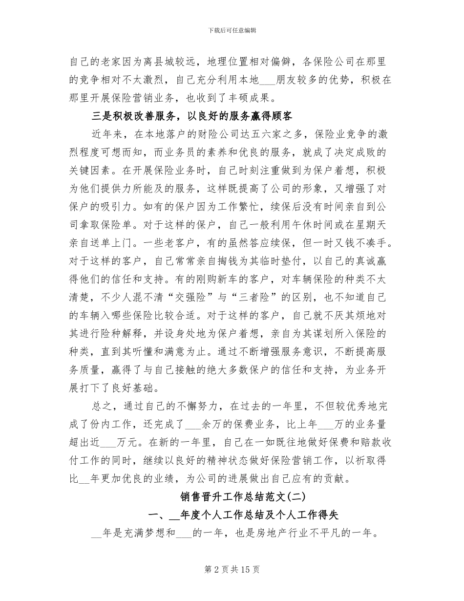 2024年销售晋升工作总结_第2页