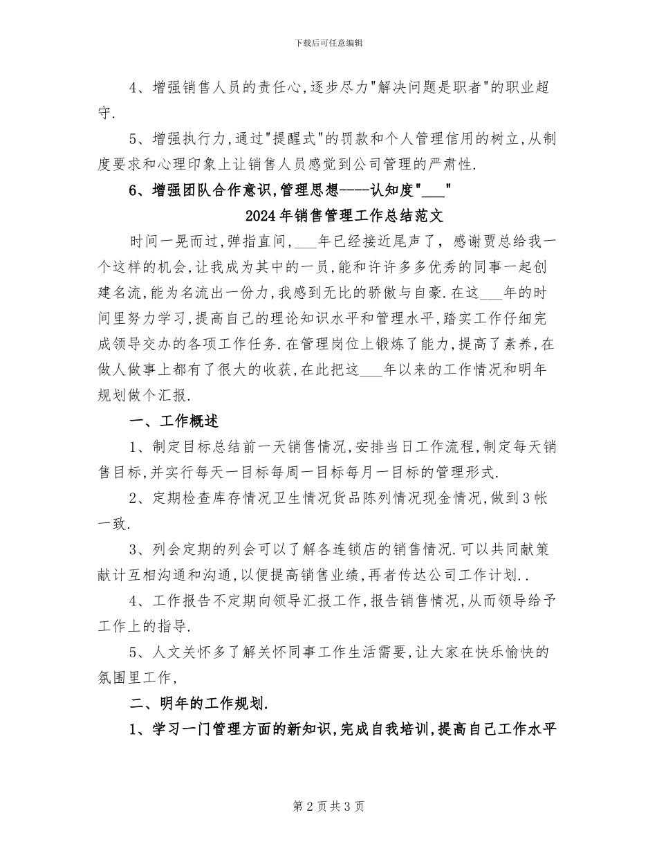2024年销售管理工作总结_第2页