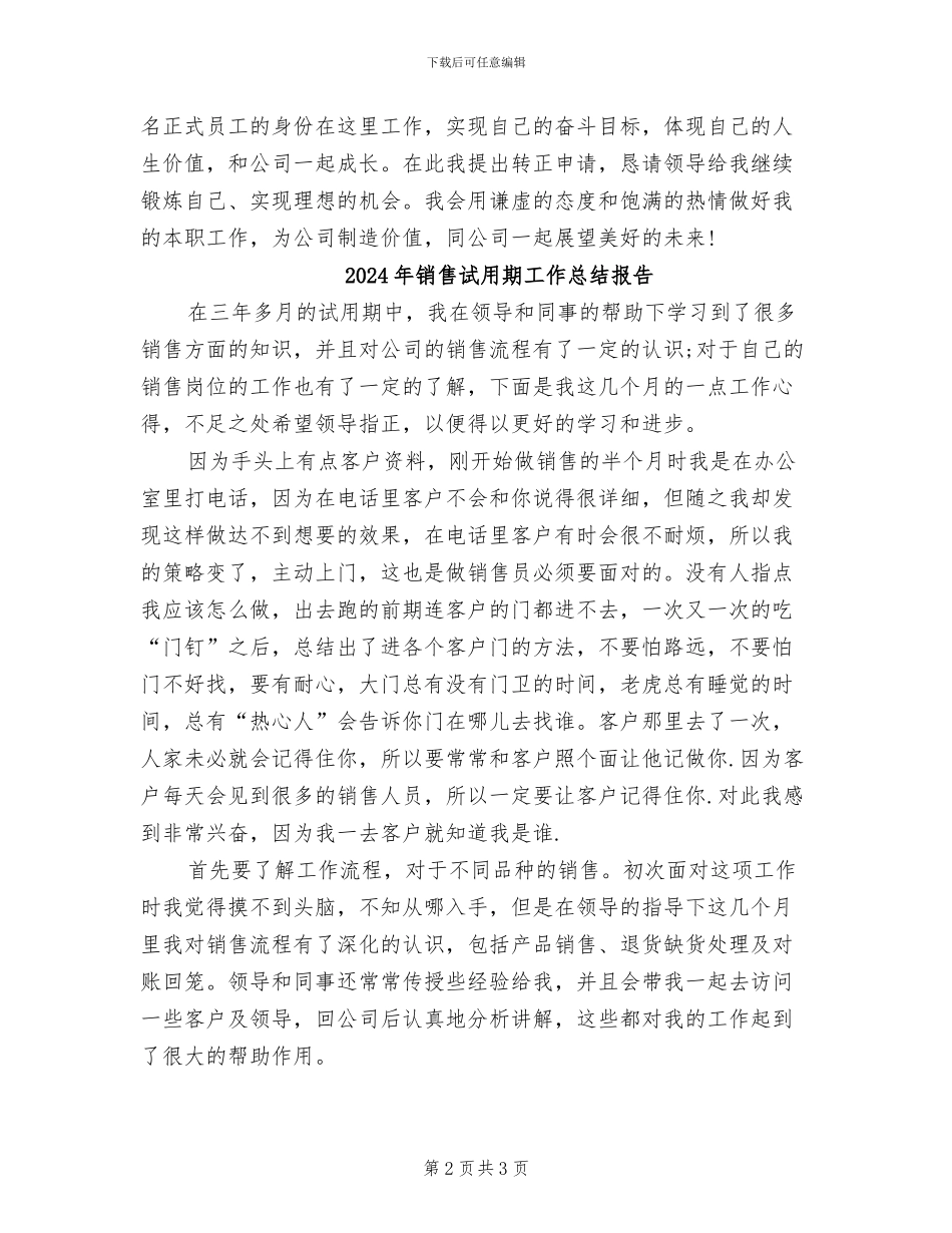 2024年销售试用期工作总结及转正_第2页