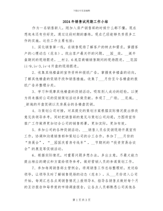 2024年销售试用期工作小结