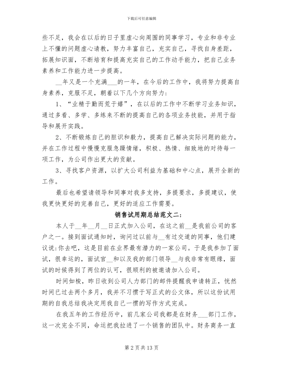 2024年销售试用期总结_第2页