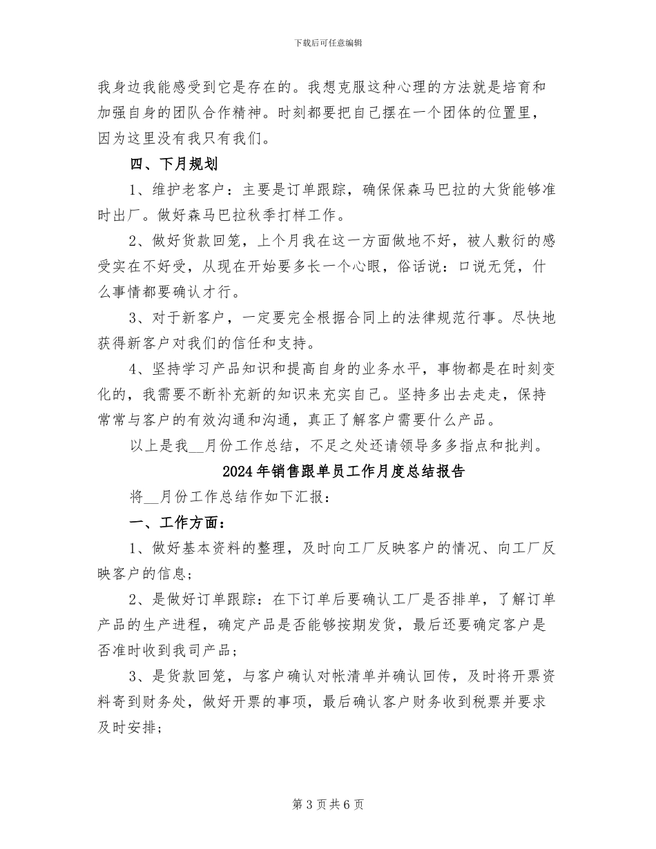 2024年销售跟单员工作月度总结_第3页