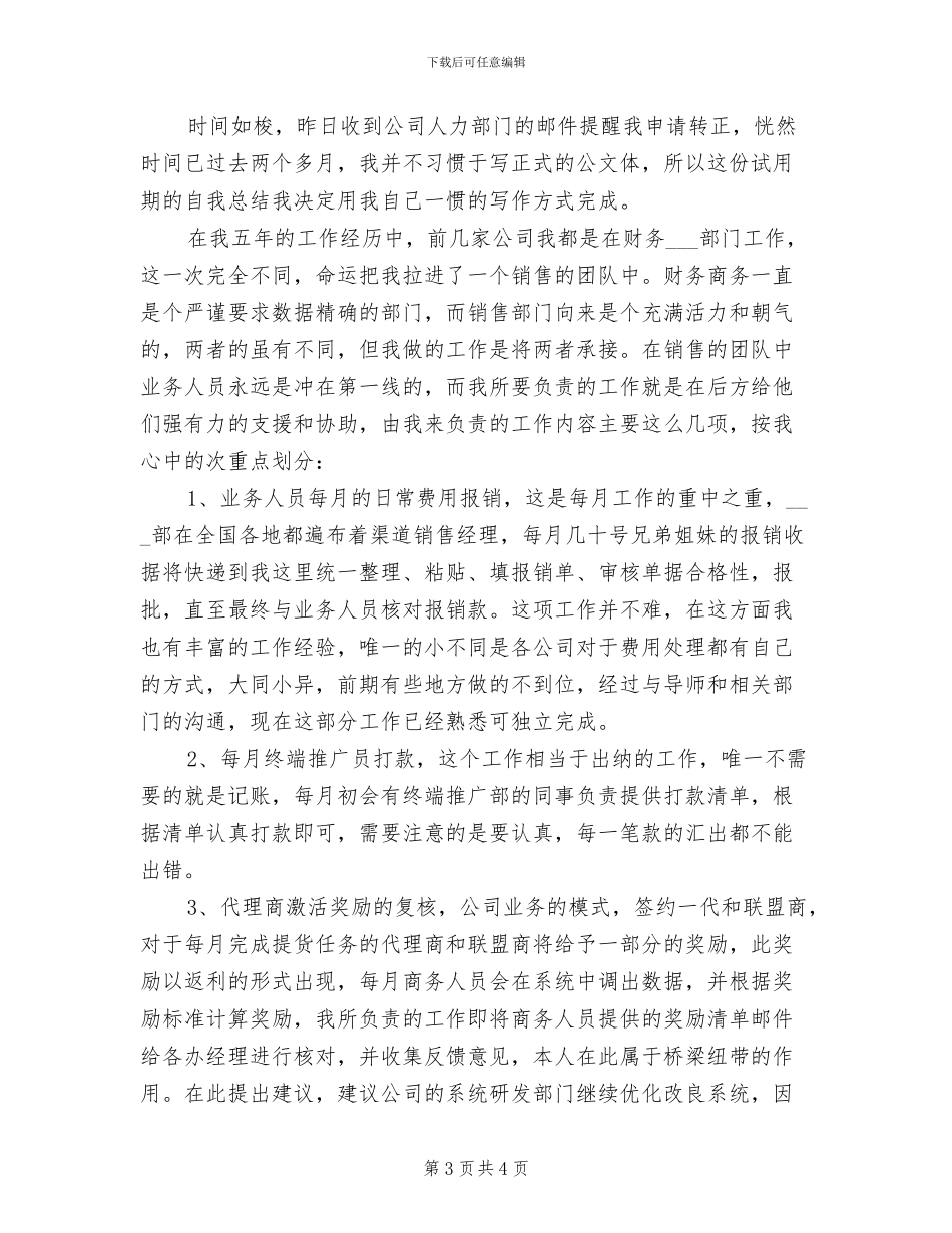 2024年销售部试用期转正个人工作总结_第3页