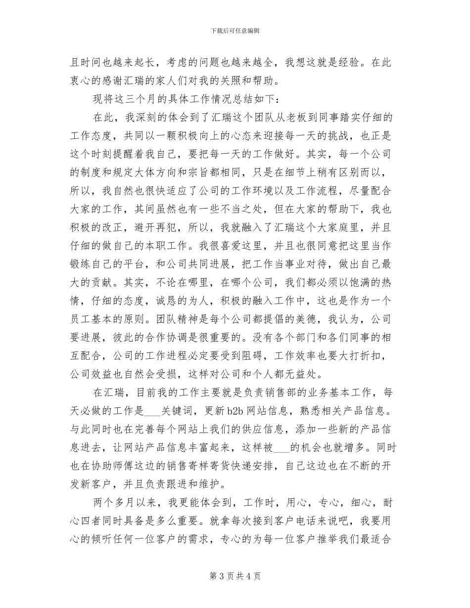 2024年销售部试用期满转正工作总结_第3页