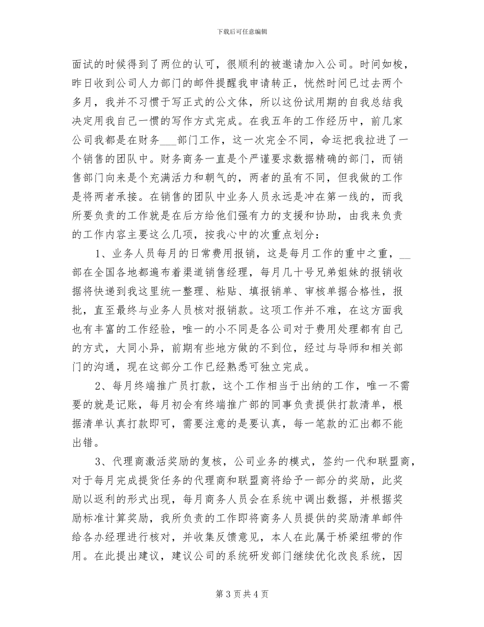 2024年销售部门试用期工作总结最新_第3页