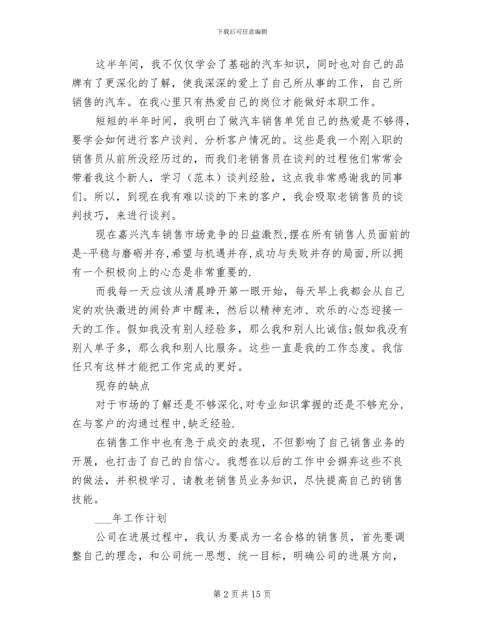 2024年销售顾问工作总结模板_第2页