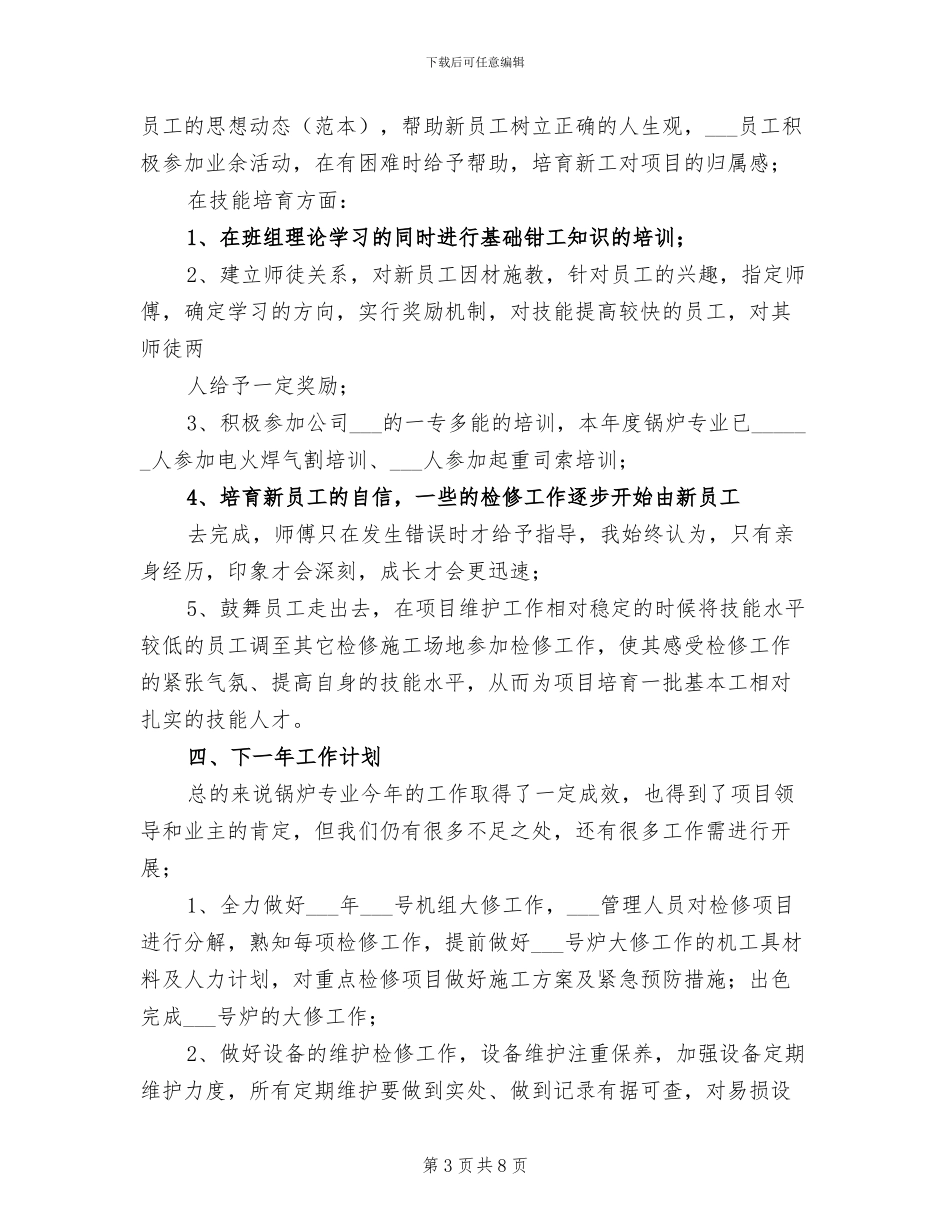 2024年锅炉专业工作总结_第3页