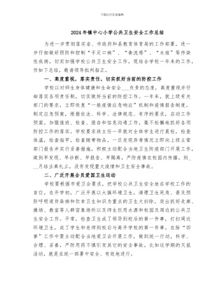 2024年镇中心小学公共卫生安全工作总结