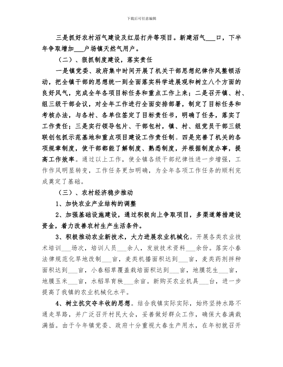 2024年镇人民政府上半年工作总结及下半年工作打算_第2页