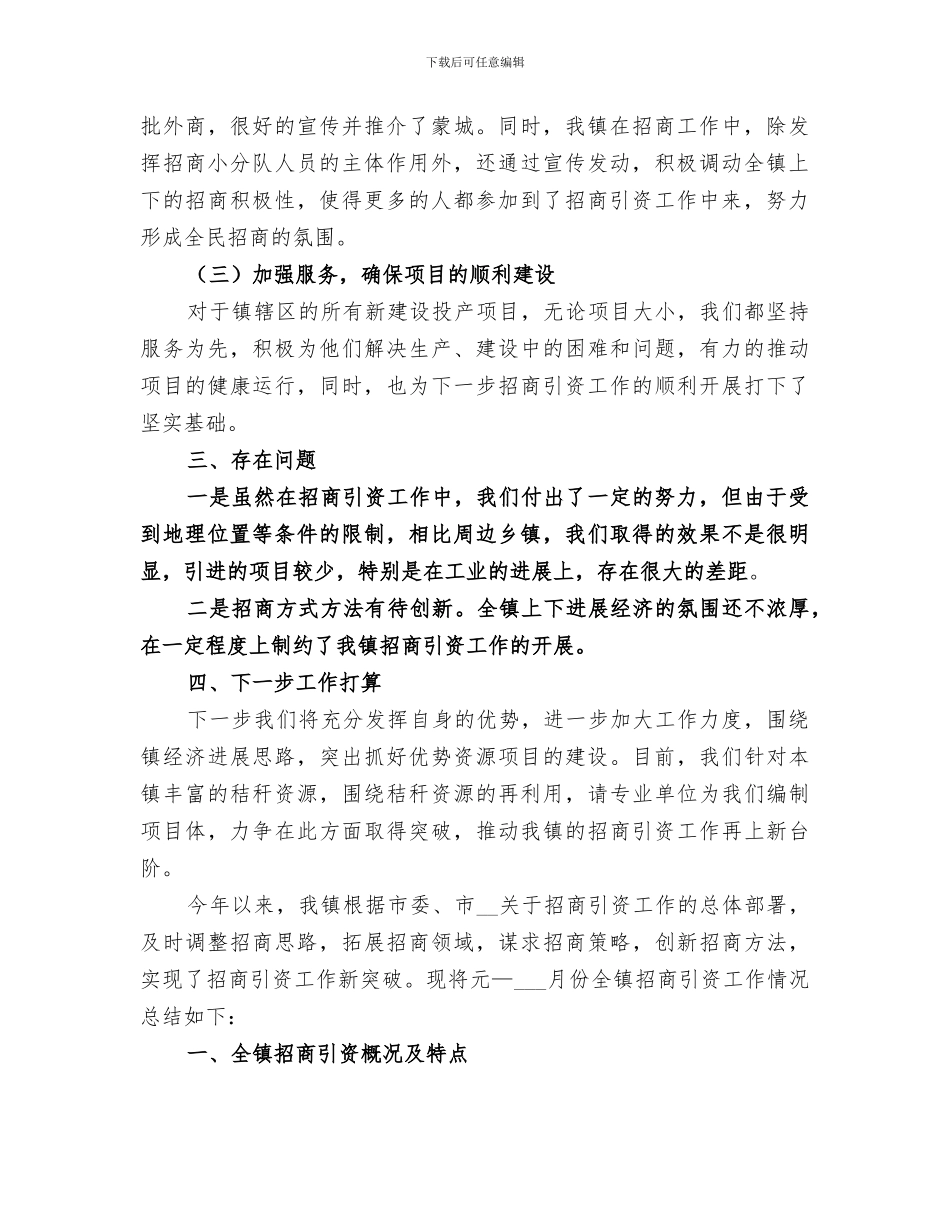 2024年镇人民政府招商引资工作总结范本_第2页