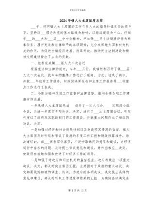 2024年镇人大主席团度总结