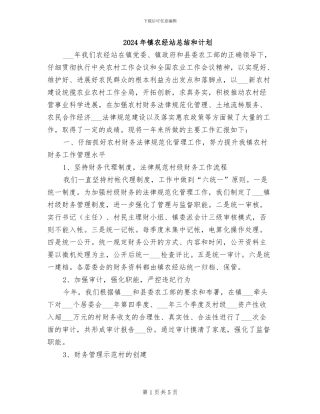 2024年镇农经站总结和计划
