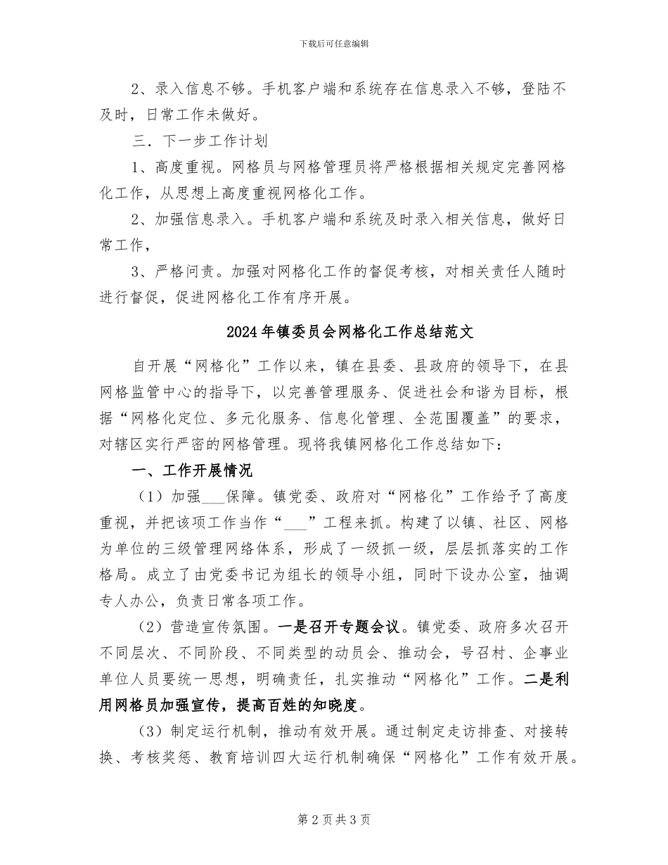 2024年镇委员会网格化工作总结_第2页