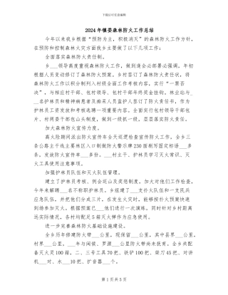2024年镇委森林防火工作总结