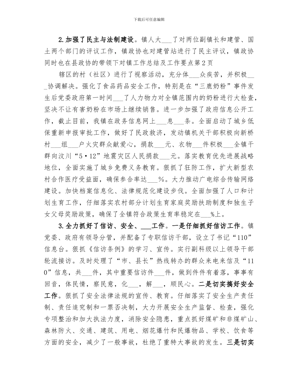 2024年镇工作总结及工作要点_第3页