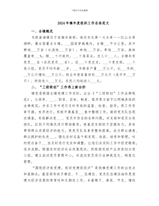 2024年镇年度组织工作总结范文