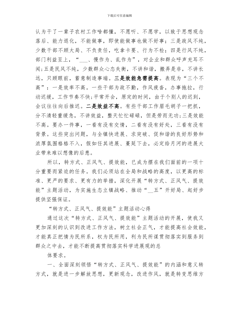 2024年镇开展转方式正风气提效能主题活动小结范本_第3页