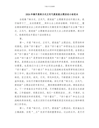 2024年镇开展转方式正风气提效能主题活动小结范本