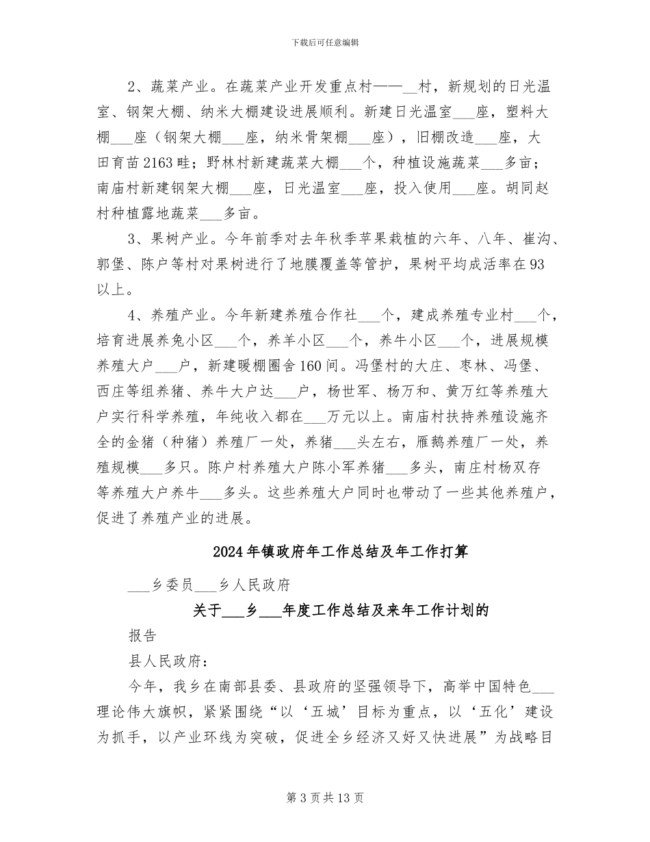 2024年镇政府年工作总结及工作计划范文_第3页