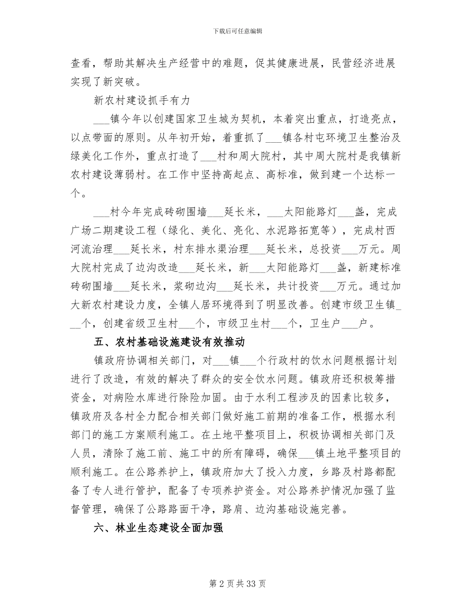 2024年镇政府年工作总结范文和年工作要点_第2页