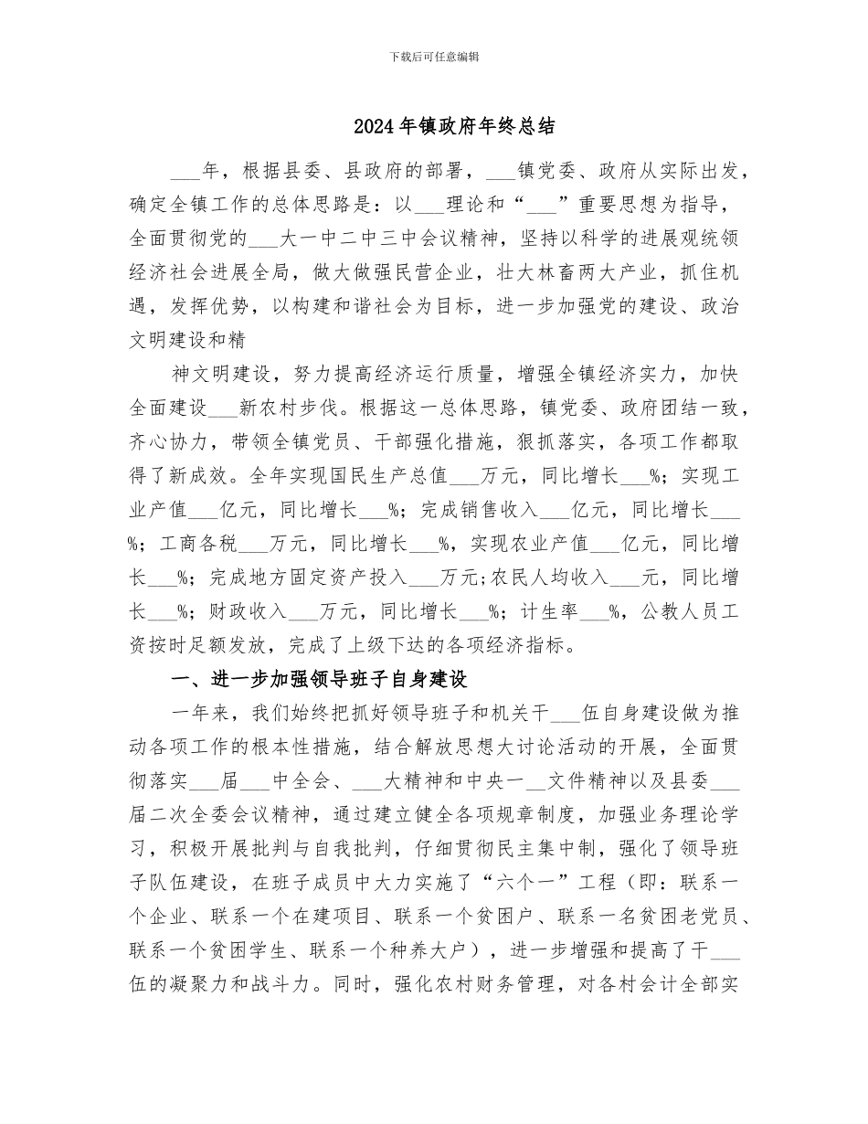 2024年镇政府年终总结_第1页