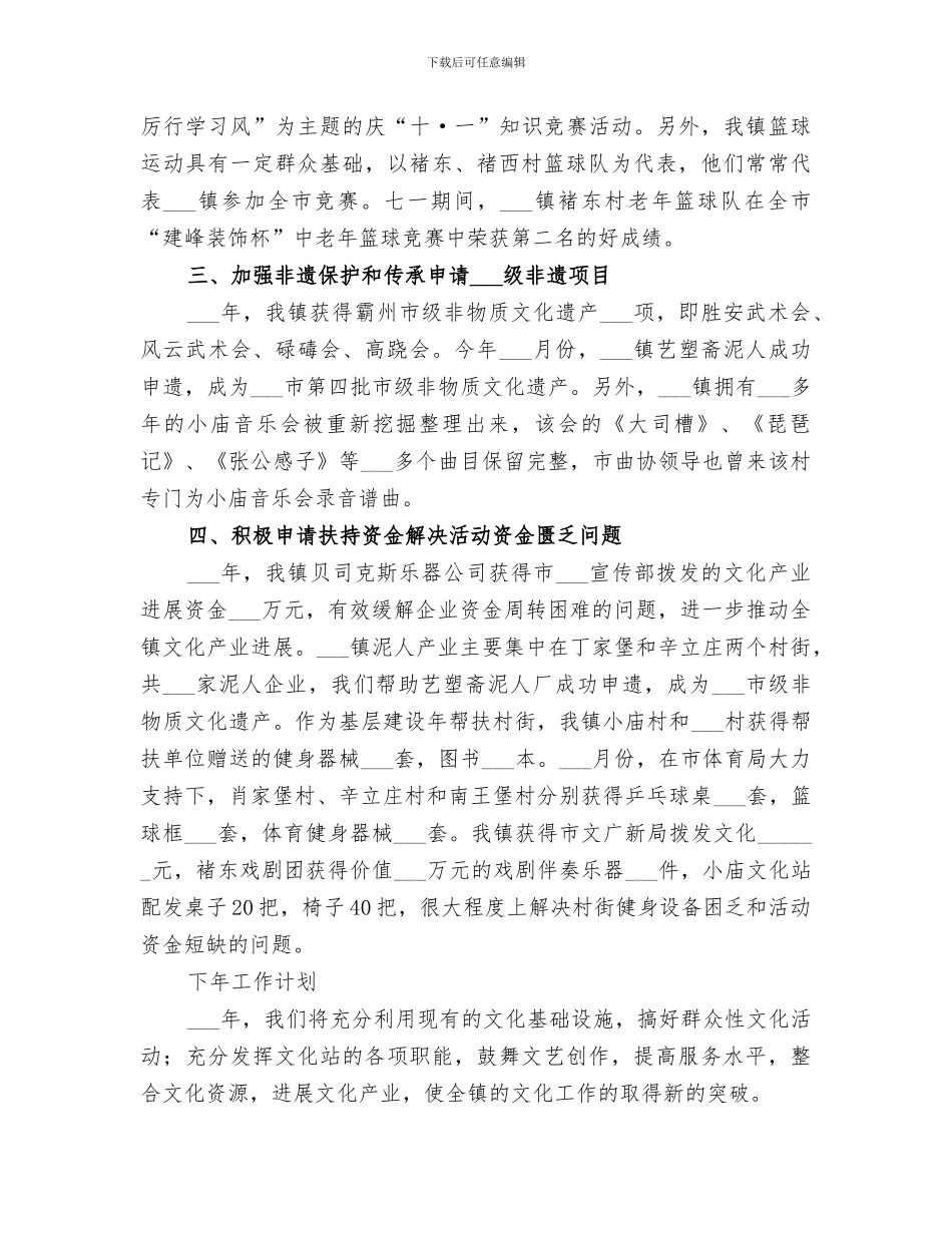 2024年镇文化工作总结_第2页