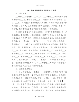 2024年镇村级组织回访问效活动总结