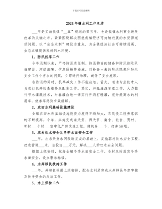 2024年镇水利工作总结