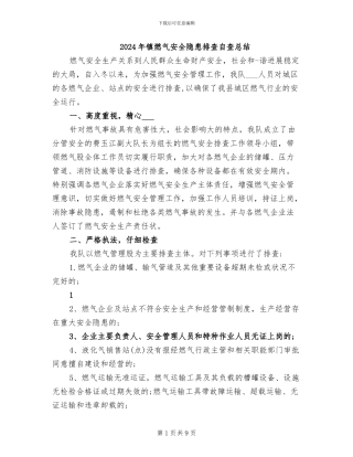 2024年镇燃气安全隐患排查自查总结