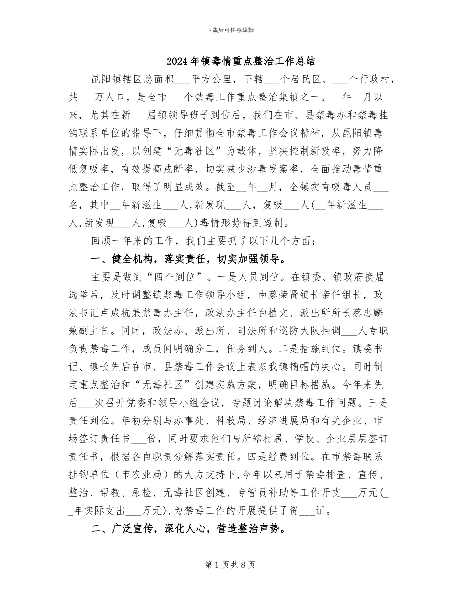 2024年镇毒情重点整治工作总结_第1页