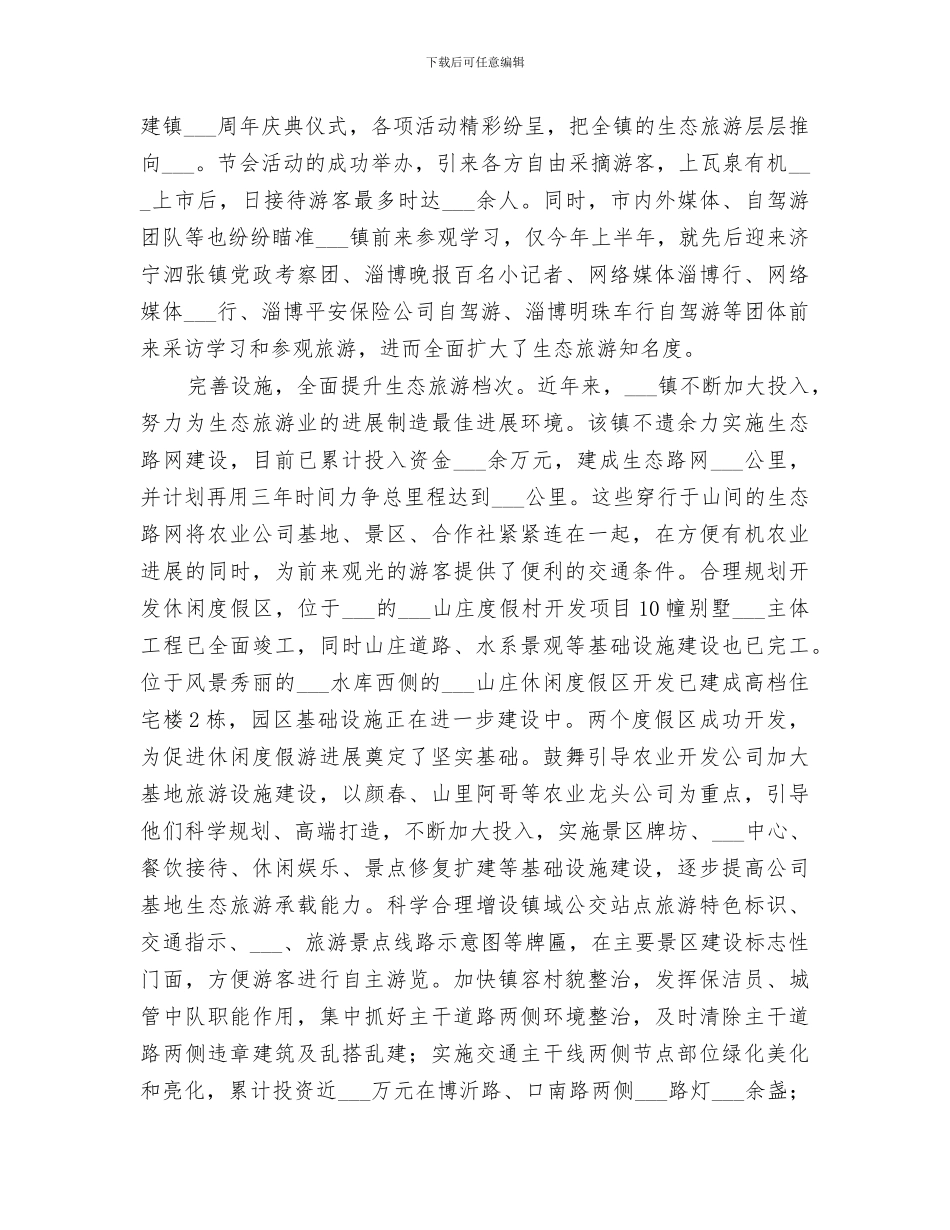 2024年镇生态旅游工作总结_第2页