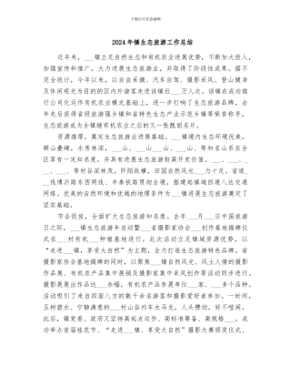2024年镇生态旅游工作总结