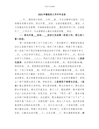 2024年镇组织工作半年总结