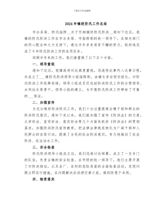 2024年镇级防汛工作总结