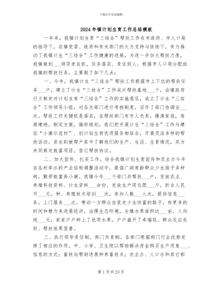 2024年镇计划生育工作总结模板
