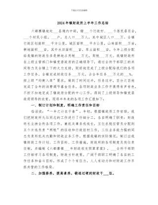 2024年镇财政所上半年工作总结