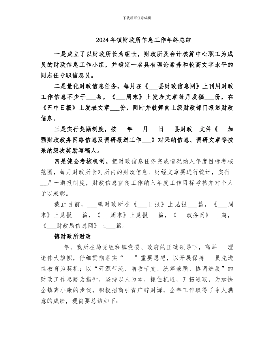 2024年镇财政所信息工作年终总结_第1页