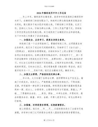 2024年镇财政所半年工作总结